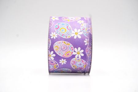 Lila bunte Ostereier & Gänseblümchen Drahtband_KF9363GC-11-11