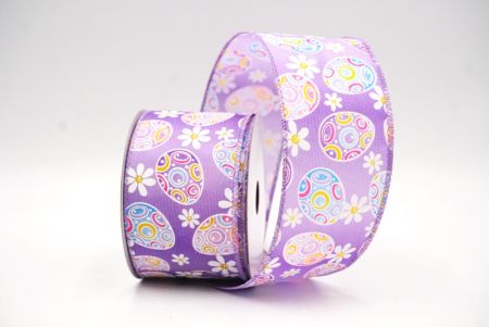 Lila bunte Ostereier & Gänseblümchen Drahtband_KF9363GC-11-11