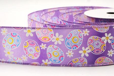 Lila bunte Ostereier & Gänseblümchen Drahtband_KF9363GC-11-11