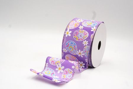 Lila bunte Ostereier & Gänseblümchen Drahtband_KF9363GC-11-11