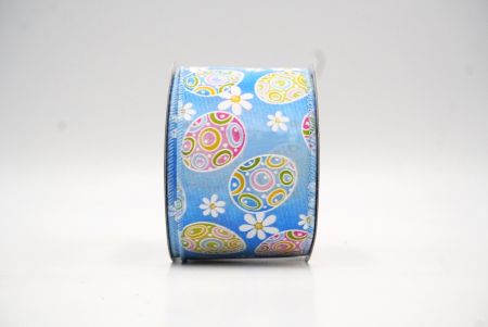 Himmelblau bunte Ostereier & Gänseblümchen Drahtband_KF9363GC-12-216