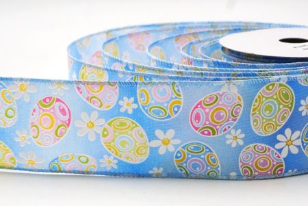 Himmelblau bunte Ostereier & Gänseblümchen Drahtband_KF9363GC-12-216