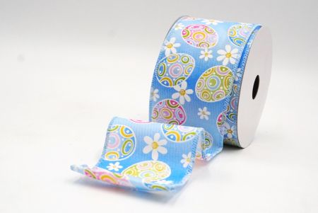 Himmelblau bunte Ostereier & Gänseblümchen Drahtband_KF9363GC-12-216