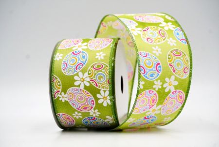Apfelgrün bunte Ostereier & Gänseblümchen Drahtband_KF9363GC-15-42