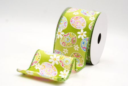 Apfelgrün bunte Ostereier & Gänseblümchen Drahtband_KF9363GC-15-42