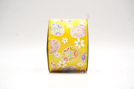 Gelbe bunte Ostereier & Gänseblümchen Drahtband_KF9363GC-6-6