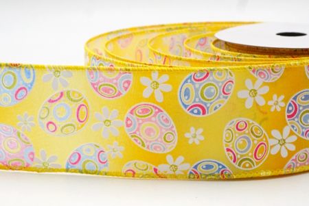 Gelbe bunte Ostereier & Gänseblümchen Drahtband_KF9363GC-6-6