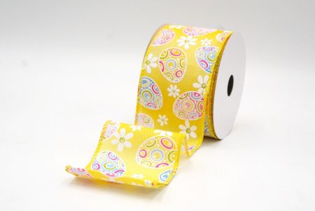Gelbe bunte Ostereier & Gänseblümchen Drahtband_KF9363GC-6-6