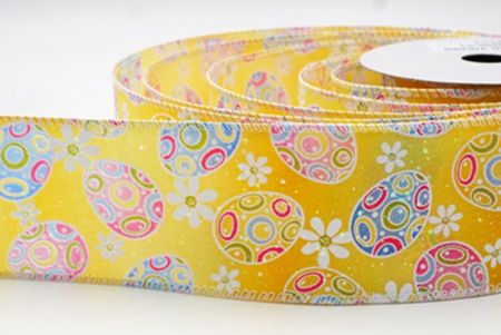 Gelb_2 bunte Ostereier & Gänseblümchen Drahtband_KF9364GC-6-1