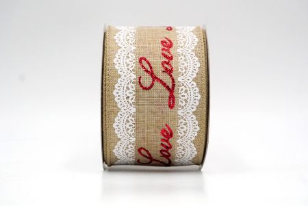 खाकी_लव स्क्रिप्ट और लेस डिज़ाइन वायर्ड रिबन_KF9373GC-13-183