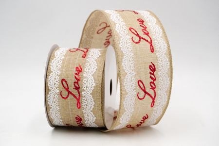 खाकी_लव स्क्रिप्ट और लेस डिज़ाइन वायर्ड रिबन_KF9373GC-13-183