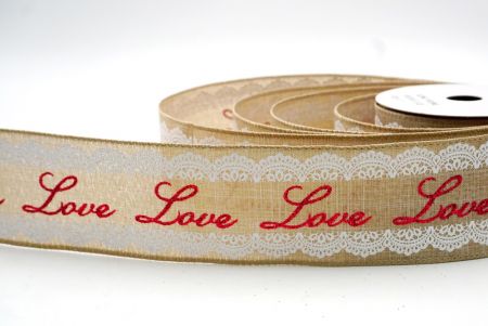 खाकी_लव स्क्रिप्ट और लेस डिज़ाइन वायर्ड रिबन_KF9373GC-13-183