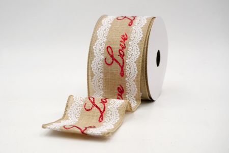 खाकी_लव स्क्रिप्ट और लेस डिज़ाइन वायर्ड रिबन_KF9373GC-13-183