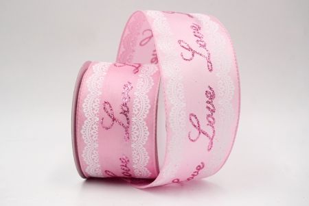 गुलाबी_लव स्क्रिप्ट और लेस डिज़ाइन वायर्ड रिबन_KF9374GC-5-5