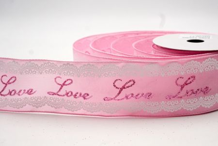 गुलाबी_लव स्क्रिप्ट और लेस डिज़ाइन वायर्ड रिबन_KF9374GC-5-5