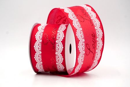 लाल_लव स्क्रिप्ट और लेस डिज़ाइन वायर्ड रिबन_KF9374GC-7-7
