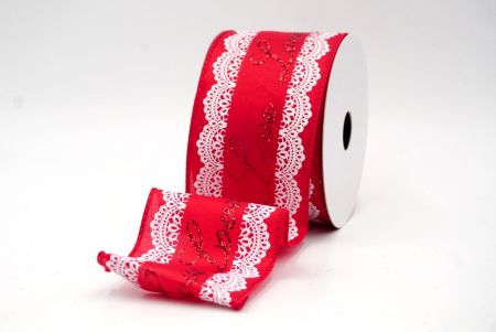 लाल_लव स्क्रिप्ट और लेस डिज़ाइन वायर्ड रिबन_KF9374GC-7-7