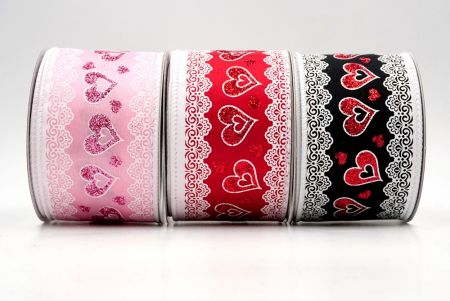 Ruban en fil de fer avec cœurs romantiques et dentelle_KF9375.KF9376.KF9377