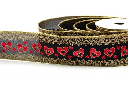 Ruban en fil de fer noir avec cœurs romantiques et dentelle_KF9376G-53