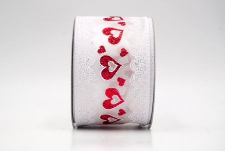Ruban en fil de fer blanc avec cœurs romantiques et dentelle_KF9377GC-1-1
