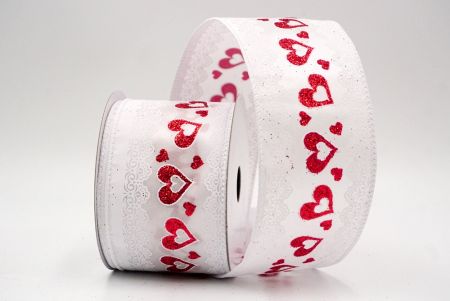 Ruban en fil de fer blanc avec cœurs romantiques et dentelle_KF9377GC-1-1