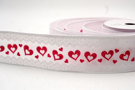 Ruban en fil de fer blanc avec cœurs romantiques et dentelle_KF9377GC-1-1