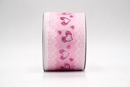 Ruban en fil de fer rose avec cœurs romantiques et dentelle_KF9377GC-5-1