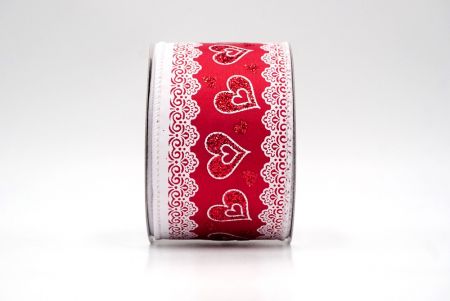 Ruban en fil de fer rouge avec cœurs romantiques et dentelle_KF9377GC-7-1