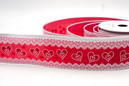 Ruban en fil de fer rouge avec cœurs romantiques et dentelle_KF9377GC-7-1
