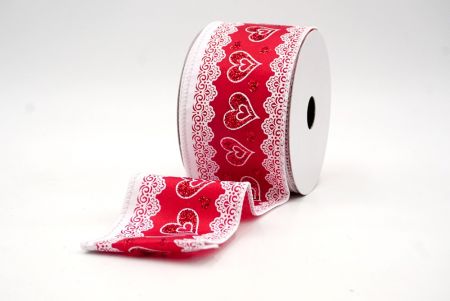 Ruban en fil de fer rouge avec cœurs romantiques et dentelle_KF9377GC-7-1