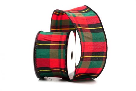 Grün, Rot & Schwarz Klassisches Weihnachtsplaid-Drahtband_KF9382GC-7-53