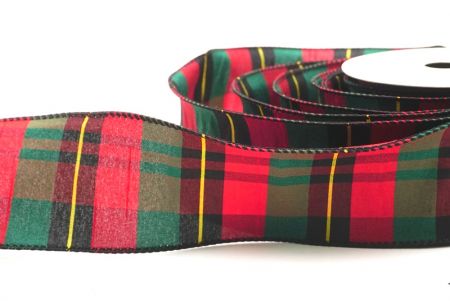 Grün, Rot & Schwarz Klassisches Weihnachtsplaid-Drahtband_KF9382GC-7-53