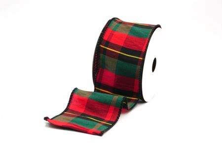 Grün, Rot & Schwarz Klassisches Weihnachtsplaid-Drahtband_KF9382GC-7-53