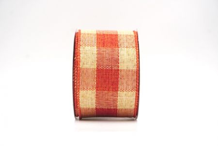 Verbranntes Orange & Beige Klassisches Weihnachtsplaid-Drahtband_KF9383GC-41-220