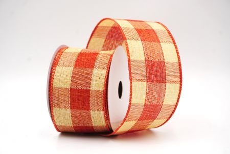 Verbranntes Orange & Beige Klassisches Weihnachtsplaid-Drahtband_KF9383GC-41-220