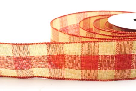 Verbranntes Orange & Beige Klassisches Weihnachtsplaid-Drahtband_KF9383GC-41-220