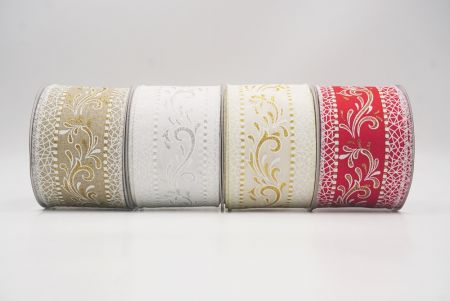 Elegant Holiday Scrolls & Lace Wired Ribbon - Elegant Holiday Scrolls & Lace Wired Ribbon