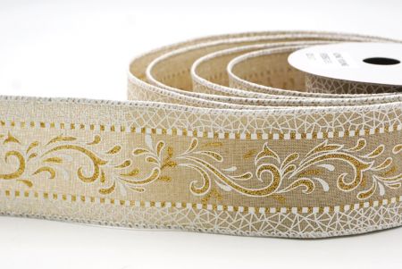 Φως καφέ Κομψές Γιορτινές Περιστροφές & Κορδέλα με Δαντέλα_KF9385GC-13-1