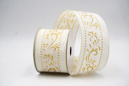 Κρέμα Λευκές Κομψές Γιορτινές Περιστροφές & Κορδέλα με Δαντέλα_KF9386GC-2-2