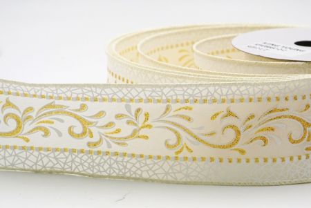 Κρέμα Λευκές Κομψές Γιορτινές Περιστροφές & Κορδέλα με Δαντέλα_KF9386GC-2-2