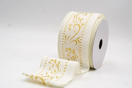 Κρέμα Λευκές Κομψές Γιορτινές Περιστροφές & Κορδέλα με Δαντέλα_KF9386GC-2-2