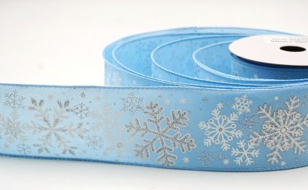 Helle blaue Schneeflocken & Winterglanz Drahtband_KF9387G-12-216