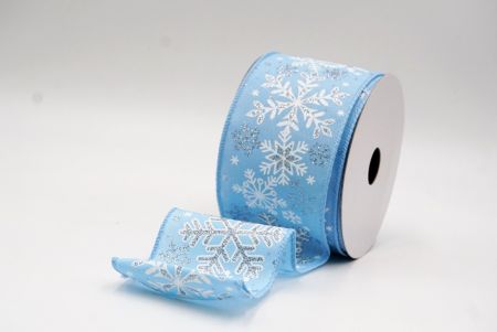 Helle blaue Schneeflocken & Winterglanz Drahtband_KF9387G-12-216