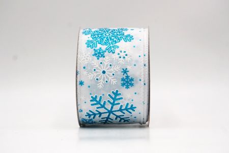 Weiß-blaue Schneeflocken & Winterglanz Drahtband_KF9388G-1-1