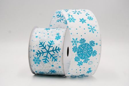 Weiß-blaue Schneeflocken & Winterglanz Drahtband_KF9388G-1-1