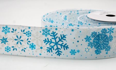 Weiß-blaue Schneeflocken & Winterglanz Drahtband_KF9388G-1-1
