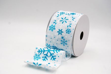 Weiß-blaue Schneeflocken & Winterglanz Drahtband_KF9388G-1-1