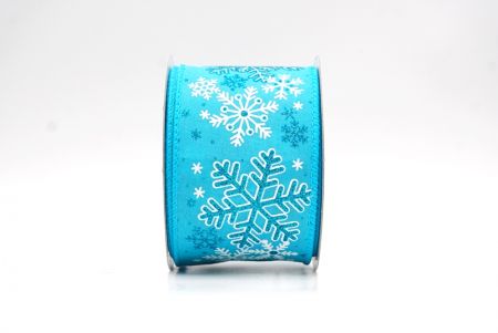 Himmelblaue Schneeflocken & Winterglanz Drahtband_KF9388G-55-213