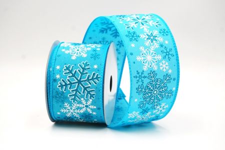 Himmelblaue Schneeflocken & Winterglanz Drahtband_KF9388G-55-213