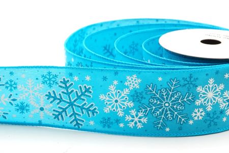 Himmelblaue Schneeflocken & Winterglanz Drahtband_KF9388G-55-213